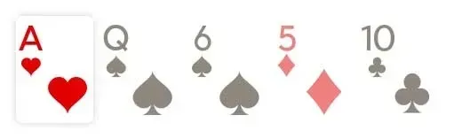 Exemplu mâini poker - Carte mare (High Card)