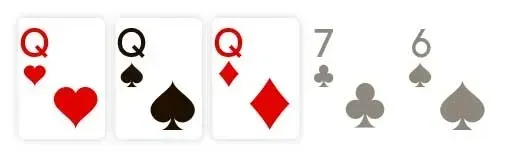 Mâini poker - exemplu de Trei bucăți (Three-of-a-Kind)